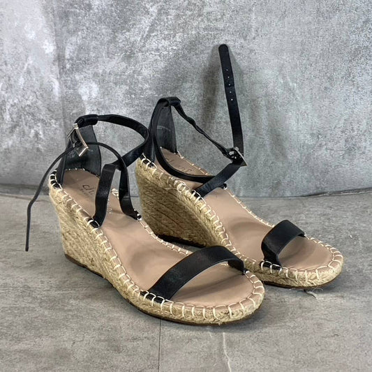 CHARLES BY CHARLES DAVID Women's Black Nola Wedge Espadrille Sandals SZ 7.5