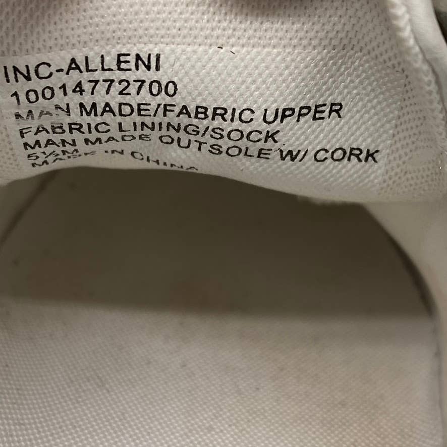 INC Women's White Imitation Pearl Embellished Alleni Lace-Up Sneakers SZ 5.5