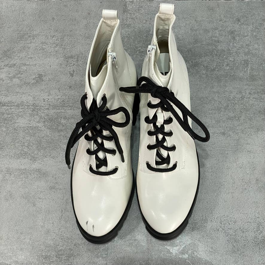 BP. White Taylor Block Heel Combat Boots SZ 7.5