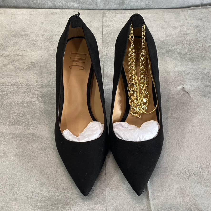 INC INTERNATIONAL CONCEPTS Women's Black Sadelle Pointed-Toe Chain-Detail Pumps