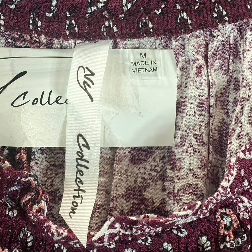 NY COLLECTION Women's Moroccan Red Printed Off-The-Shoulder Crepon Dress SZ M