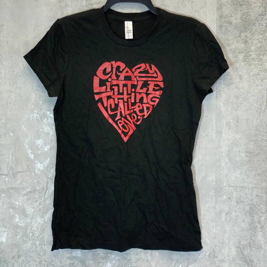 DISTRICT Women's Black Crazy Little Thing Called Love Heart Logo Crewneck T-Shirt SZ L