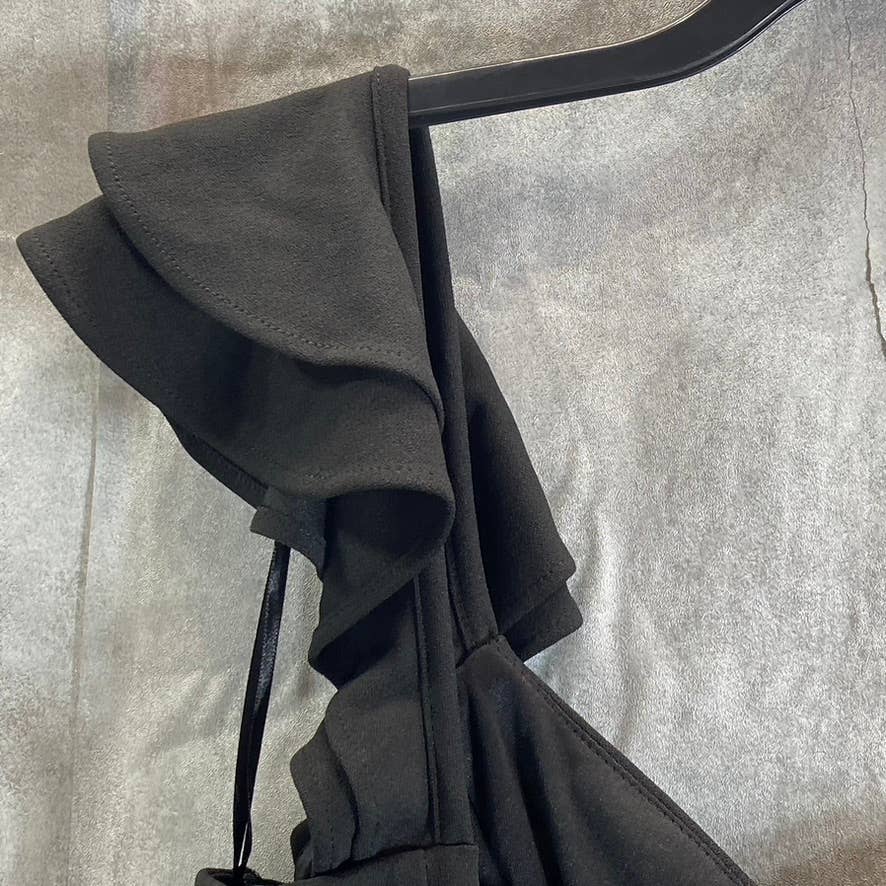 CITY STUDIO Juniors' Black Ruffle Cap-Sleeve X-Back Sheath Mini Dress SZ 17