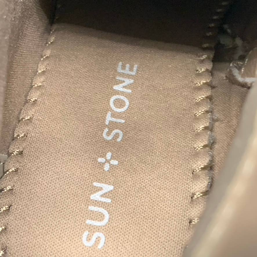 SUN+STONE Women's Taupe Micro Graceyy Round-Toe Block-Heel Booties SZ 8.5