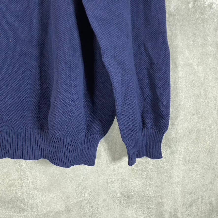 CLUB ROOM Men's Navy Quarter-Zip Stand-Collar Textured Cotton Sweater SZ 2XL