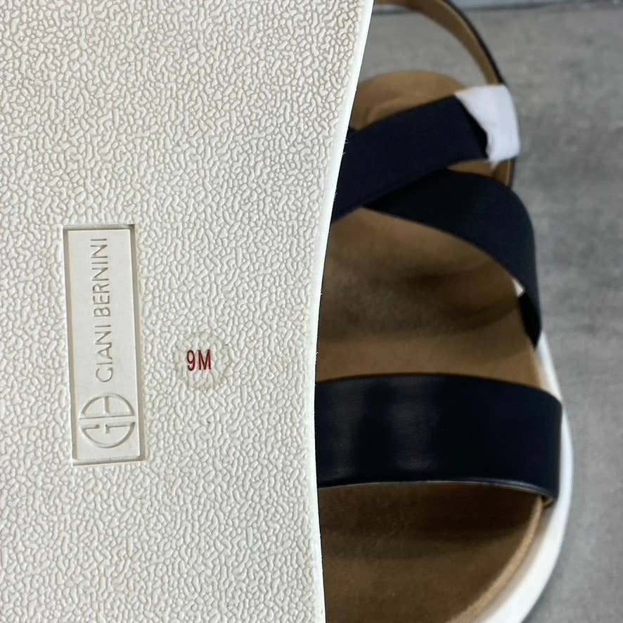 GIANI BERNINI Women's Black Strappy Flixii Faux Leather Casual Sandals SZ 9