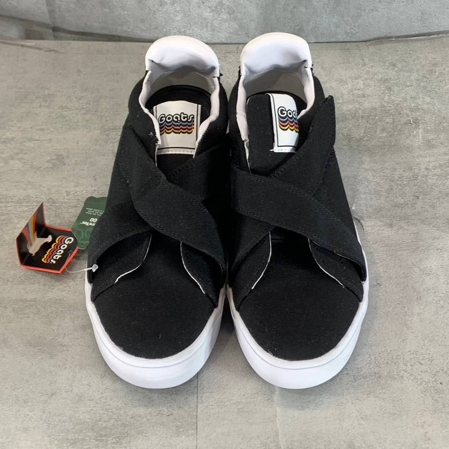 GOATS Women's Black Canvas The 728 Cross Straps Platform Slip-On Sneakers SZ 9