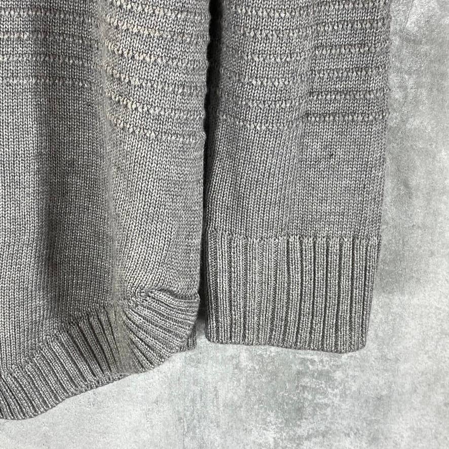 CALVIN KLEIN Women's Heather Granite Buttoned Cowl-Neck Curved-Hem Sweater SZ L