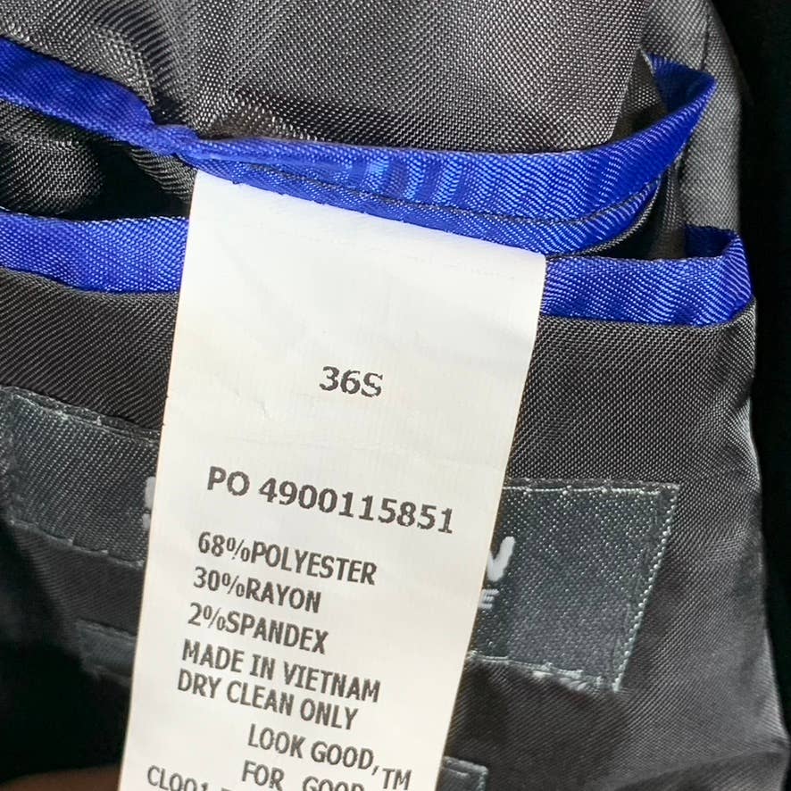 REACTION KENNETH COLE Men's Black Short Techni-Cole Slim-Fit Suit Jacket SZ 36S