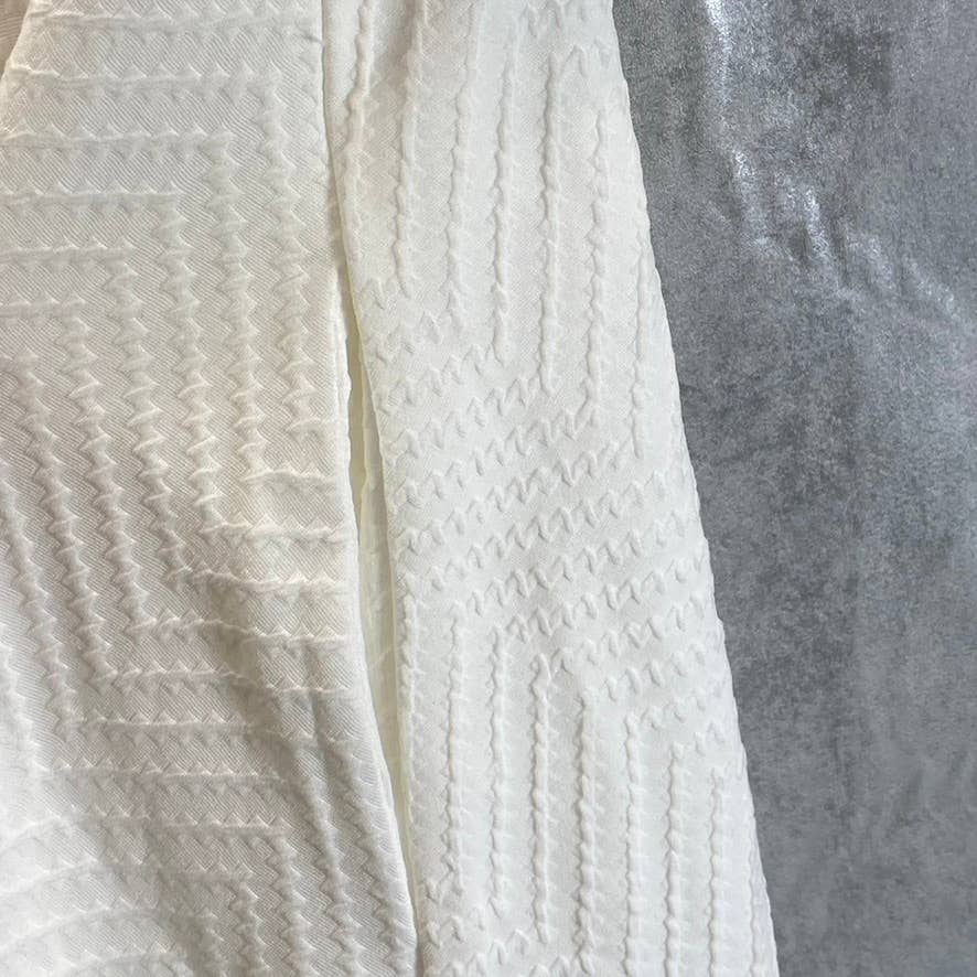 CITY STUDIO Juniors' Ivory V-Neck Lace-Up-Back Textured Fit & Flare Mini Dress