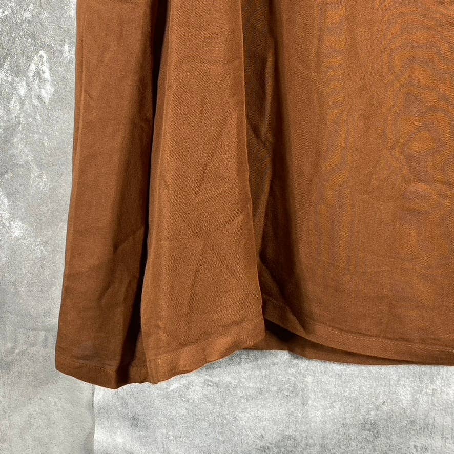 BELLDINI Women's Iced Latte/White Boho Embroidered V-Neck Chic Pocketed Dress