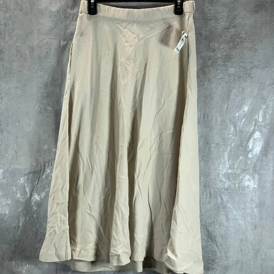 ALFANI Women's Oatmeal Elastic Waist Pocketed Pull-On Midi Skirt SZ 10