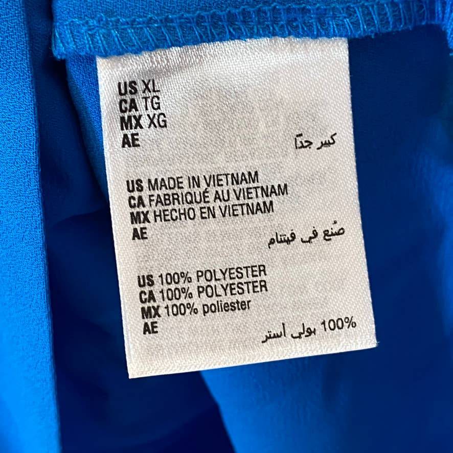 ALFANI Women's Vivid Sky Ruffled Mandarin Collar V-Neck Pleated Long Sleeve Top SZ XL