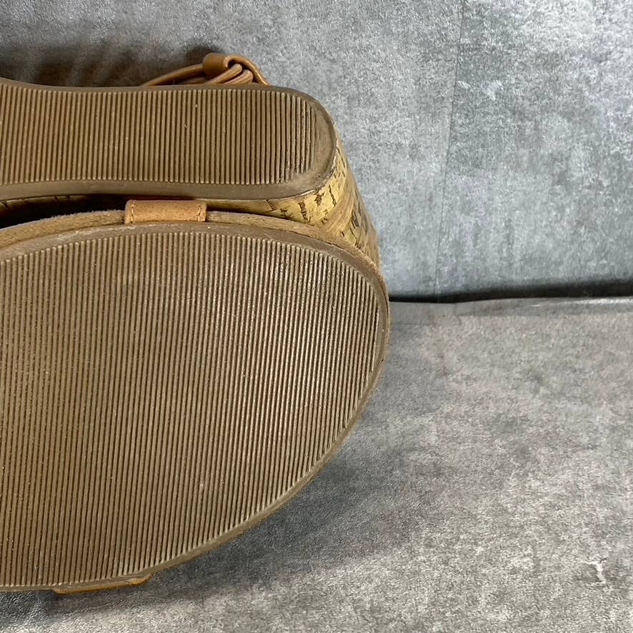 STYLE & Co Women’s Medium Tan Mulan T-Strap Slingback Wedge Sandals SZ 9.5