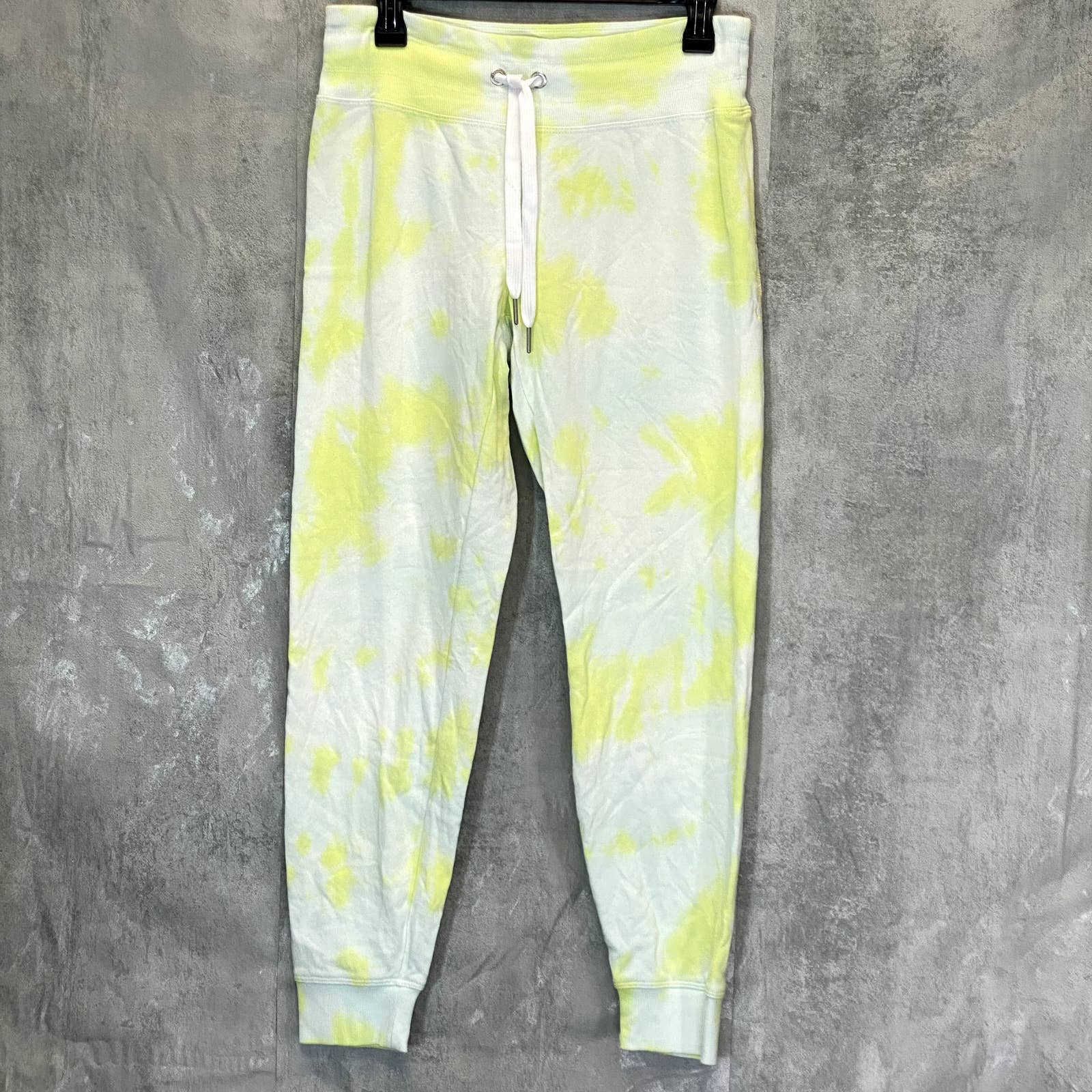 CALVIN KLEIN Women's Yellow Sunburst Tie-Dye Pull-On Drawstring Jogger Pants SZ S