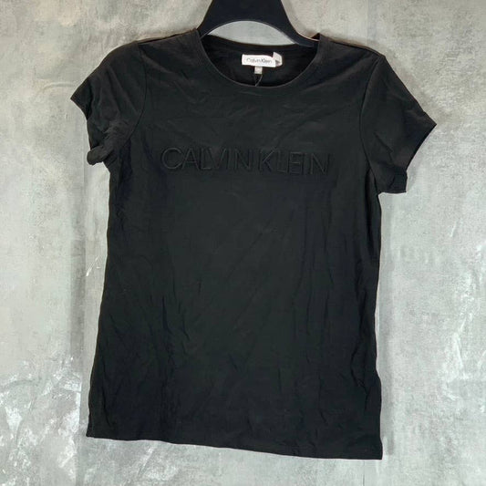 CALVIN KLEIN Women's Embossed Logo Crewneck Short-Sleeve T-Shirt SZ XS