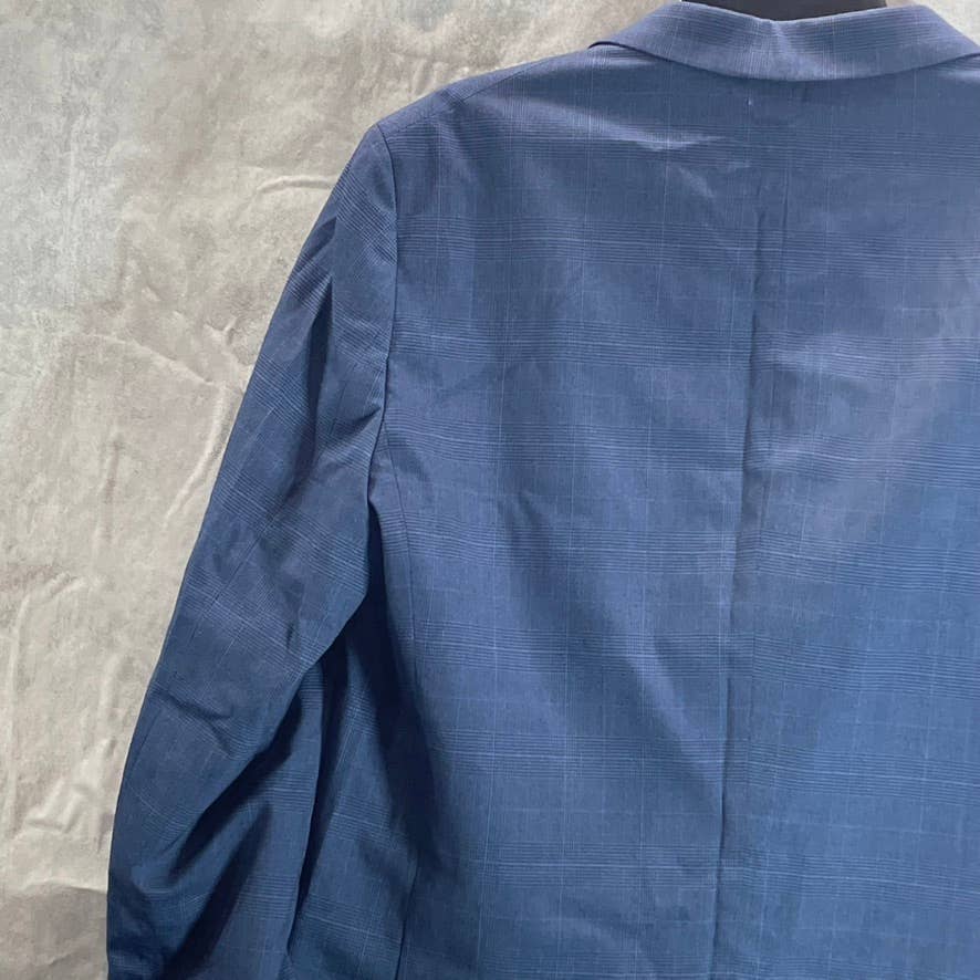 NAUTICA Men's Navy Plaid Modern-Fit Bo-Stretch Two-Button Suit Jacket SZ 40R