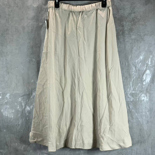 ALFANI Women's Oatmeal Elastic Waist Pocketed Pull-On Midi Skirt SZ 10