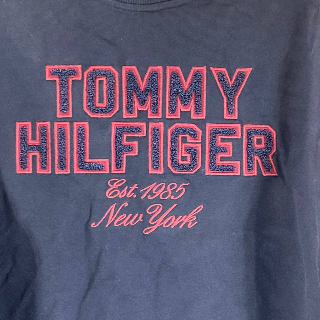 TOMMY HILFIGER Men's Navy Crewneck Slater Embroidered Logo Patch Sweatshirt SZ L
