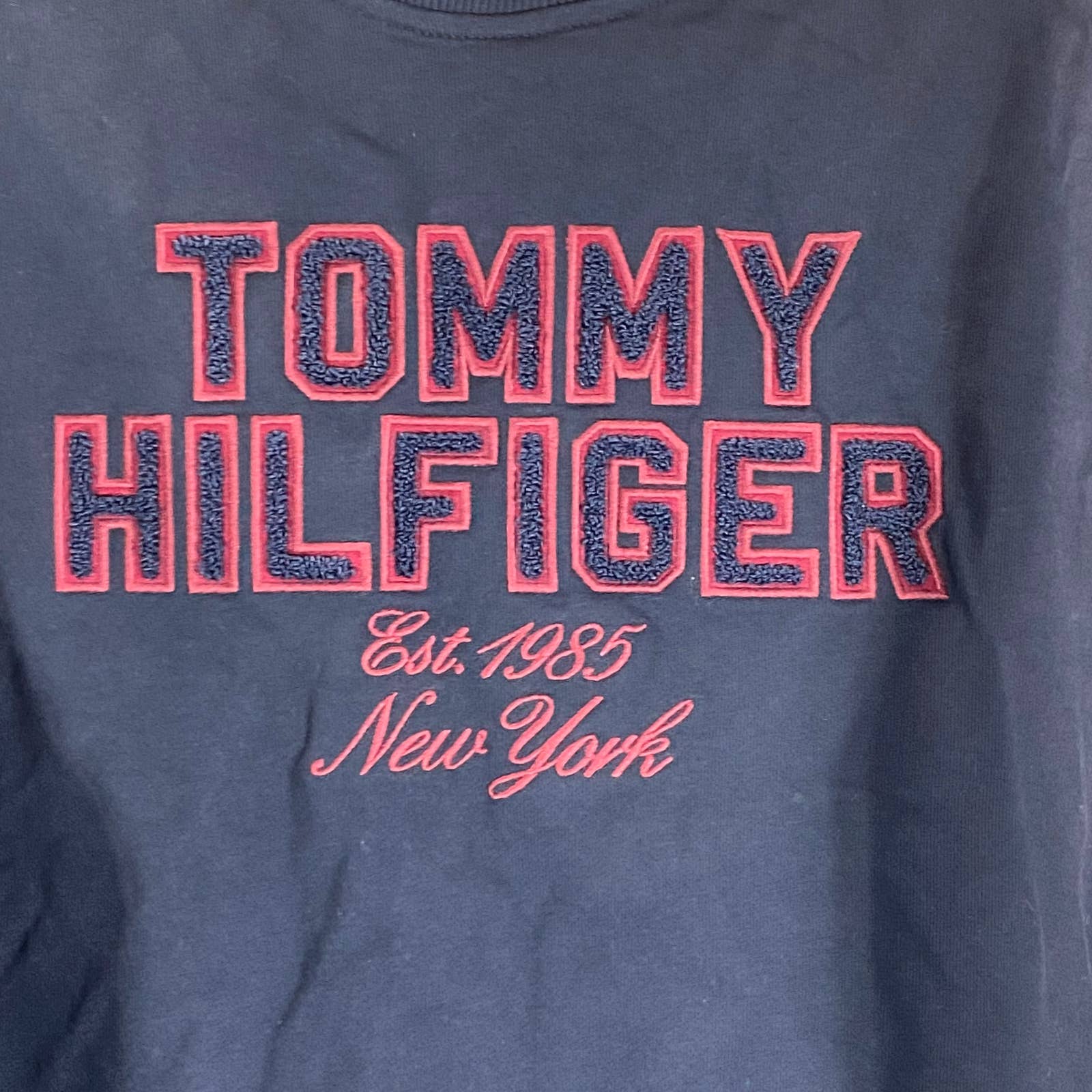 TOMMY HILFIGER Men's Navy Crewneck Slater Embroidered Logo Patch Sweatshirt SZ L