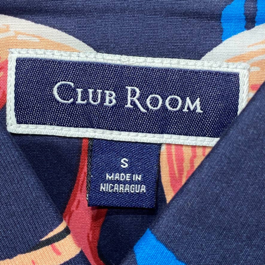 CLUB ROOM Navy Flamingo Print Short Sleeve Shirt SZ S