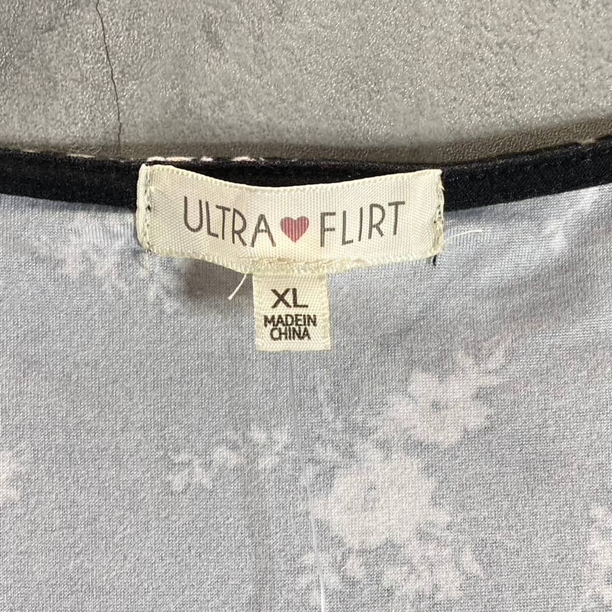 ULTRA FLIRT Juniors' Black Floral-Print V-Neck Faux-Wrap Bodycon Mini Dress SZXL