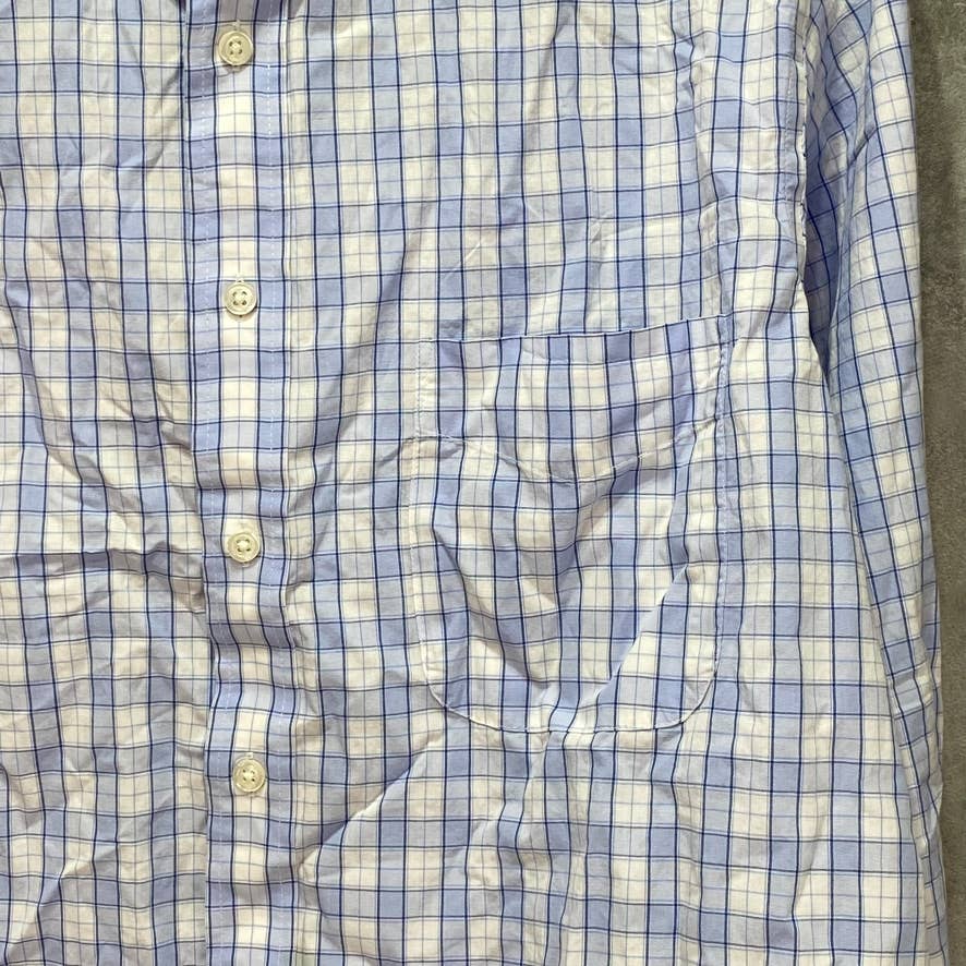 CLUB ROOM Light Blue Regular-Fit Stretch Gingham Check Dress Shirt SZ 16 32/33