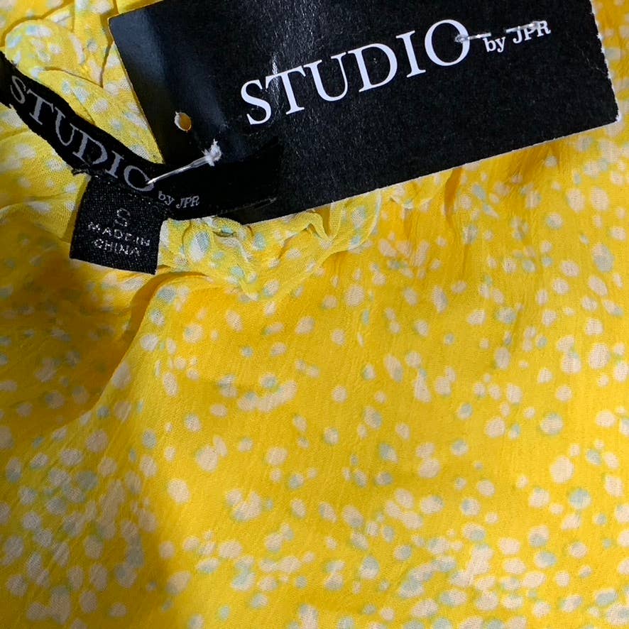JPR STUDIO Women's Freesia Ruffle-Print Scoop-Neck Elbow-Sleeve Blouse SZ S