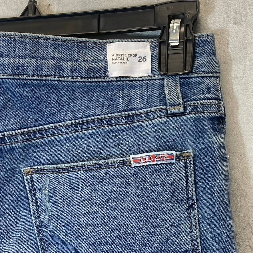 HUDSON Women's Petra Natalie Mid-Rise Super Skinny Crop Distressed Denim Jeans SZ 26