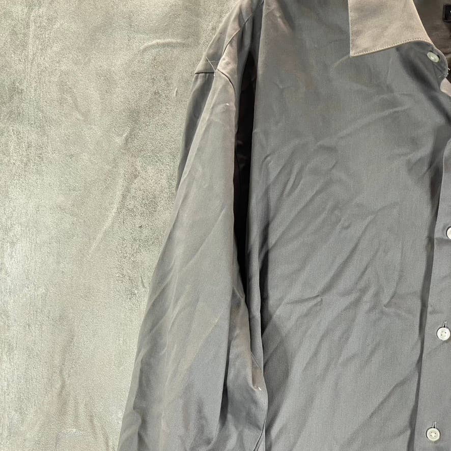 VAN HEUSEN Men's Grey Regular-Fit Stretch Button-Up Long-Sleeve Dress Shirt SZXL