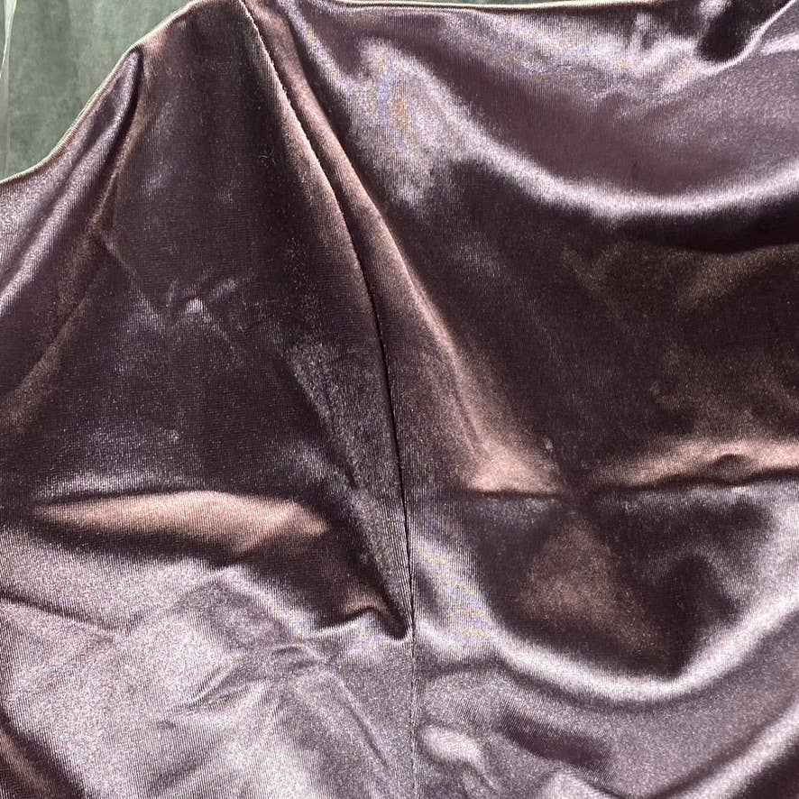 EMERALD SUNDAE Juniors' Purple Satin Ruched Asymmetrical Bodycon Mini Dress SZ L