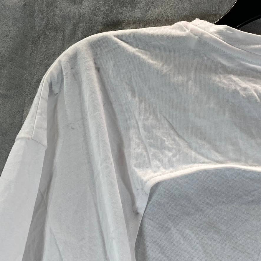 GUESS Women's White Open-Back Tie Detail Crewneck Short-Sleeve T-Shirt SZ L