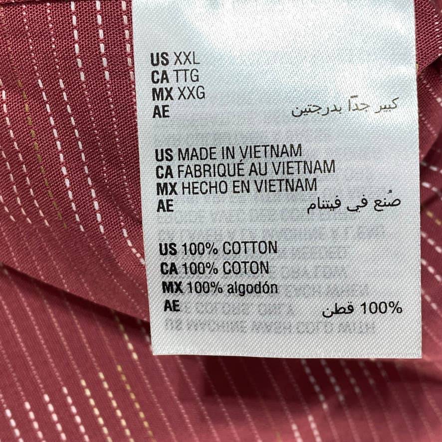 TASSO ELBA Coral Combo Textured Short Sleeve Shirt SZ 2XL