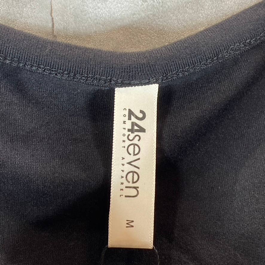 24SEVEN COMFORT APPAREL Women's Black Wide Sleeves Loose-Fit Dolman Top SZ M