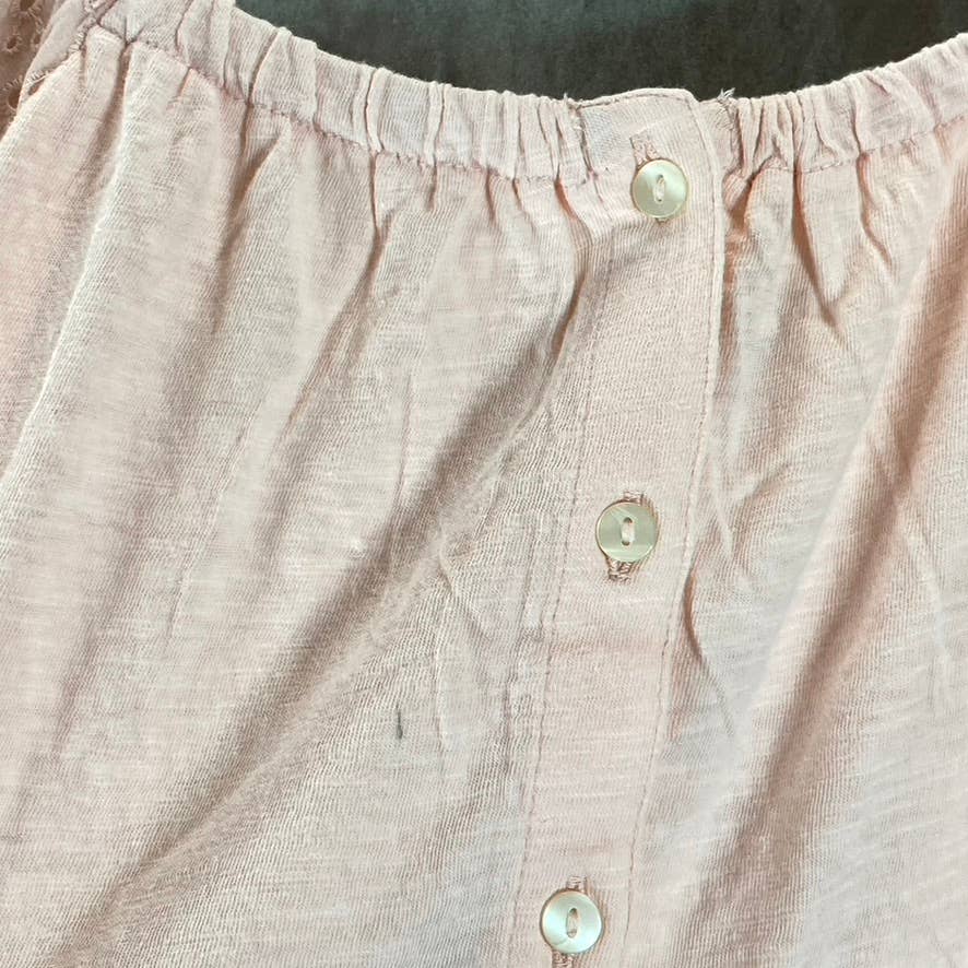 STYLE & CO Women's Soft Shell Off-The-Shoulder Eyelet Puff-Sleeve Button-Up Top