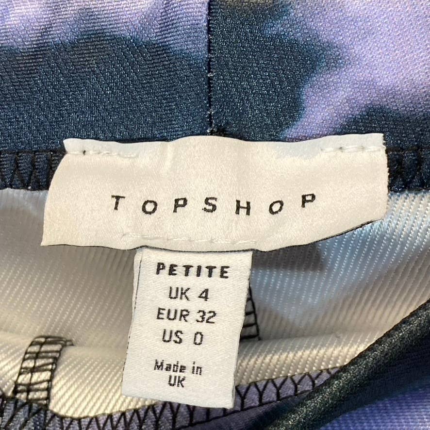 TOPSHOP Women's Petite Black/Purple Tie-Dye Wide Leg Pull-on Pants SZ 0