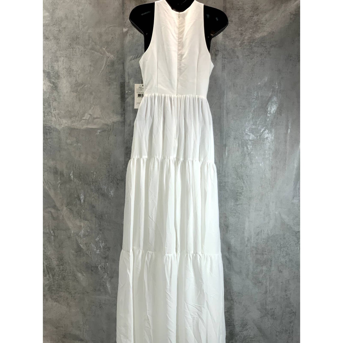 AIDAN By AIDAN MATTOX Women's Ivory Cross Halter Tiered FIT & Flare Maxi Gown