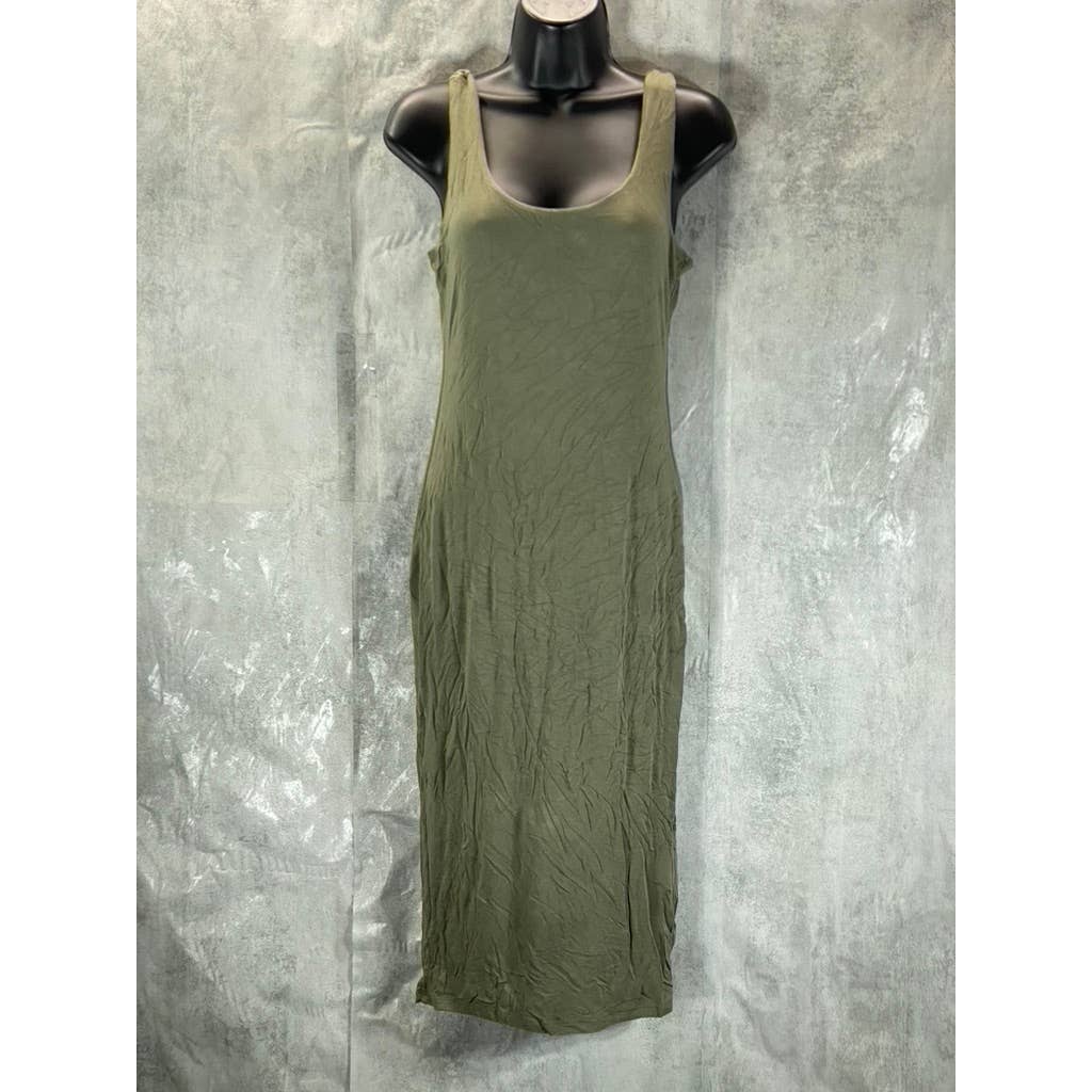 BAR III Women's Olive Scoop-Neck Bodycon Sleeveless Midi Tank Dress SZ S