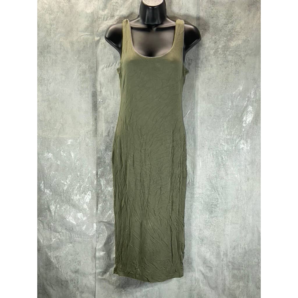 BAR III Women's Olive Scoop-Neck Bodycon Sleeveless Midi Tank Dress SZ S