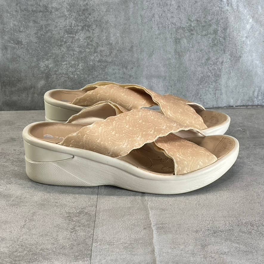 BZEES Women's Almond Sahara Washable Fabric Wedge Slide Sandals SZ 7