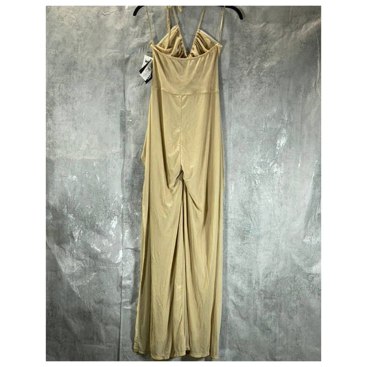 BAR III Nicole Williams Women's Beige/Khaki English Halter Jumpsuit SZ XS