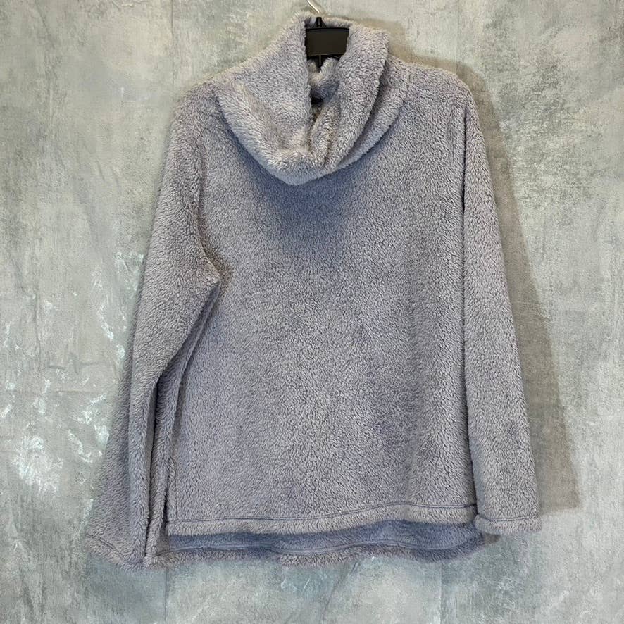 ZELLA Women's Grey Dapple Furry Fleece Funnel Neck Long Sleeve Pullover SZ XL