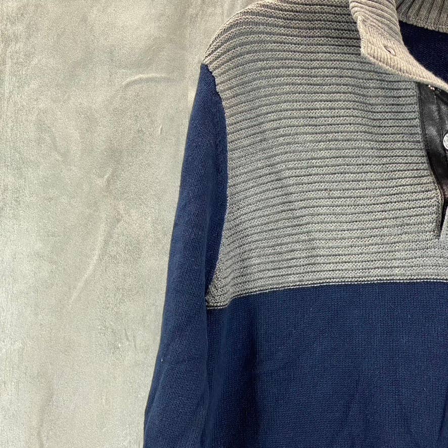 INC INTERNATIONAL CONCEPTS Men's Dark Navy Colorblock Mock-Neck Sweater SZ L