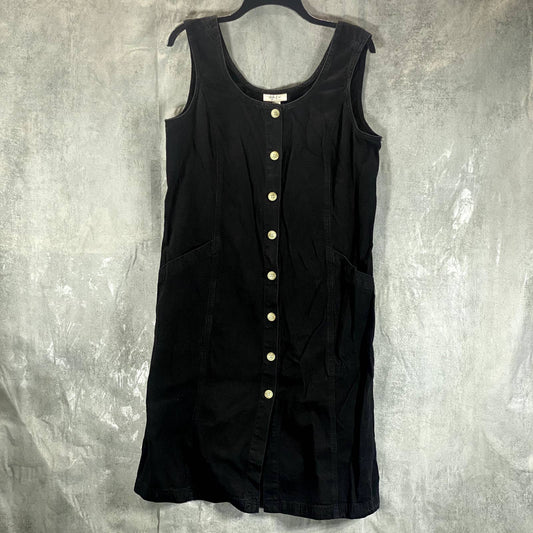 STYLE & CO Women's Black Solid Denim Cotton Button-Front Tank Midi Dress SZ 14