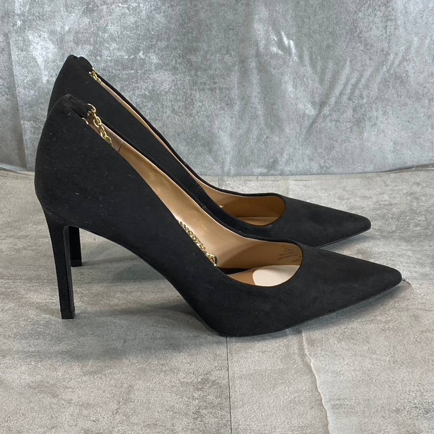 INC INTERNATIONAL CONCEPTS Women's Black Micro Sadelle Chain-Detail Pumps SZ 9