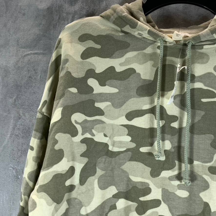 STYLE & CO Women's Green Camo-Print Oversized Pullover Hoodie SZ M