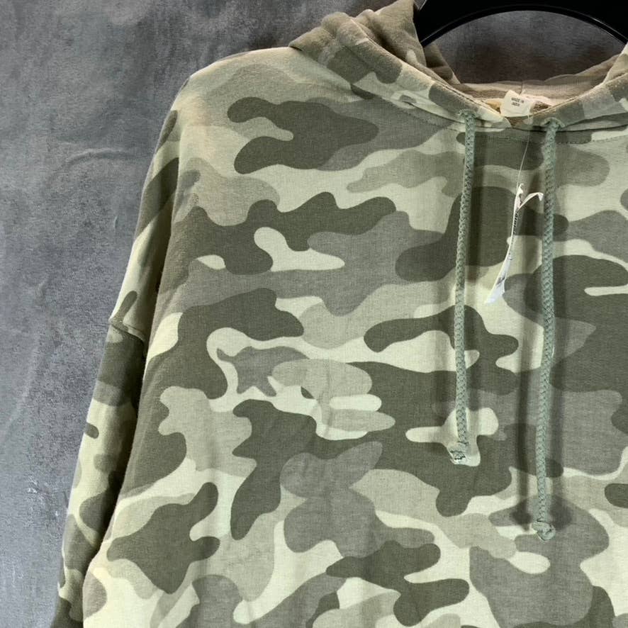 STYLE & CO Women's Green Camo-Print Oversized Pullover Hoodie SZ M