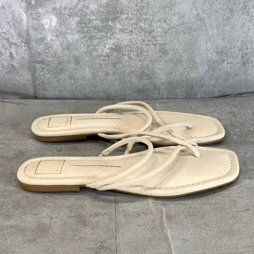 DOLCE VITA Women's Ivory Snake Embossed Leanna Square-Toe Strappy Sandals SZ 9