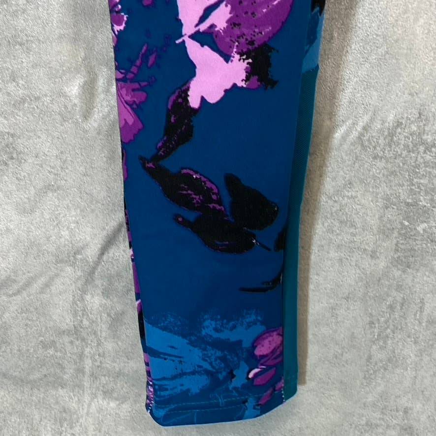 KAY UNGER Women's Blossom Bundle Teal Printed High-Waist Tummy Control Pull-On Leggings SZ L