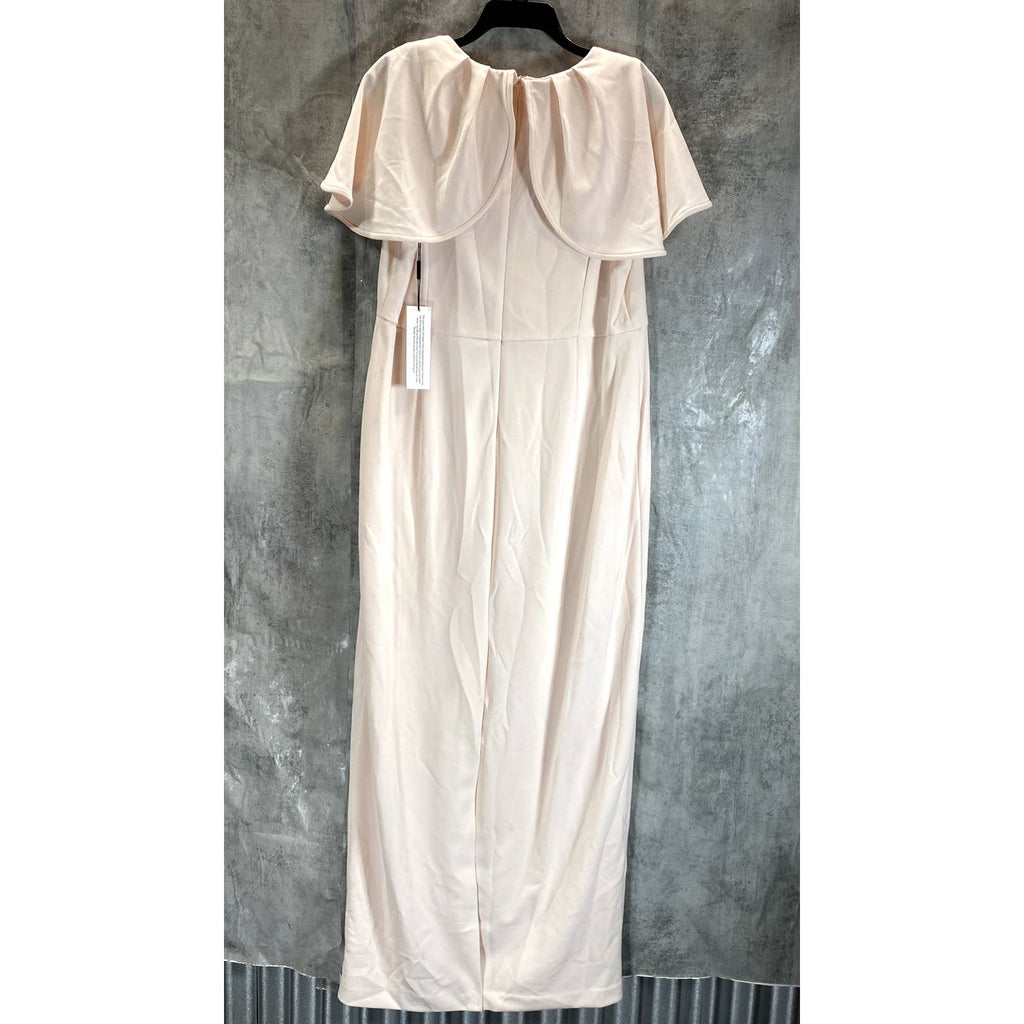 CALVIN KLEIN Women's Blossom Rhinestone-Waist V-Neck Cape-Sleeve Gown SZ 16